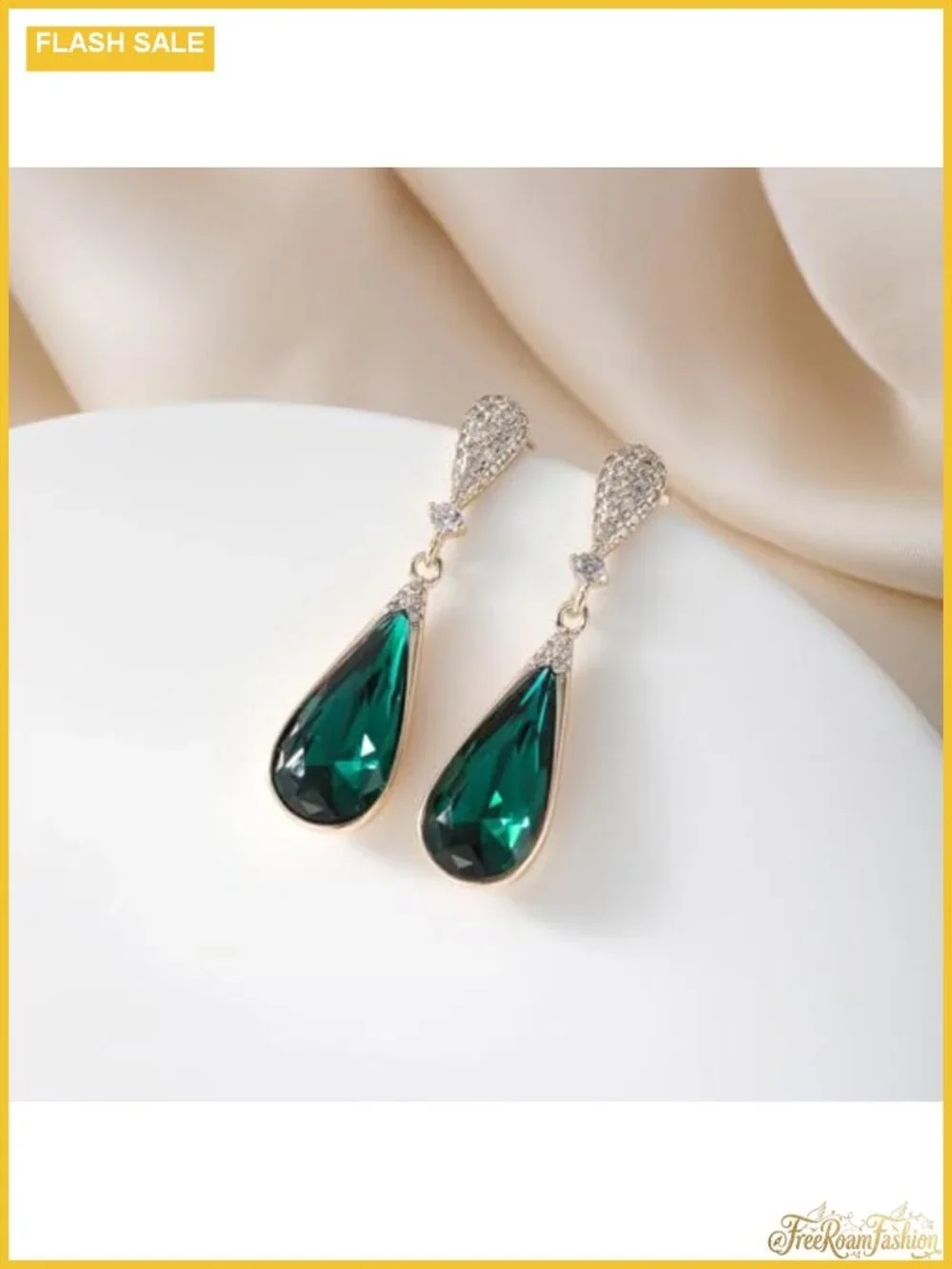 Austrian Crystal Teardrop Dangle Drop Earrings 14K Gold Plated